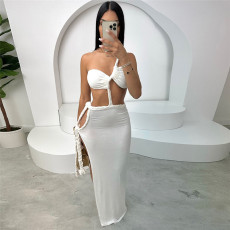 Sexy Backless Split Patchwork Irregular Long Dress XEF-50283