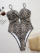 Leopard Print Hollow Out One Piece Swimsuit CSYZ-E36R