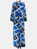 Casual Print Long Sleeve Lapel Loose Jumpsuit SFY-2783