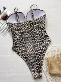 Leopard Print Hollow Out One Piece Swimsuit CSYZ-E36R
