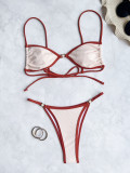 Tie Up Color Block Bikinis Swimsuit 2 Pece Set CASF-6726