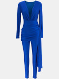 Solid Deep V Neck Tight Jumpsuit SFY-2782