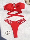 Solid Color Bikinis 2pcs Swimsuit CASF-6725
