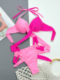 Solid Color Cross Halter Bikinis 2pcs Swimsuit CSYZ-126