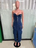 Sexy Tube Top Strapless Split Denim Dress LX-6019