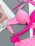 Solid Color Cross Halter Bikinis 2pcs Swimsuit CSYZ-126