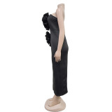 Solid Color Sleeeveless Split Long Dress BY-7039