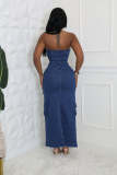 Sexy Tube Top Strapless Split Denim Dress LX-6019