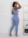 Solid Color Sport Vest And Pants 2 Piece Set GYZY-8919