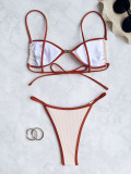 Tie Up Color Block Bikinis Swimsuit 2 Pece Set CASF-6726