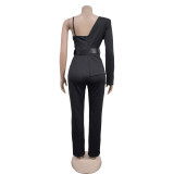 Solid Color Long Sleeve Jumpsuit Suit BY-7010