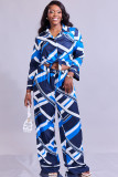 Casual Print Long Sleeve Lapel Loose Jumpsuit SFY-2783