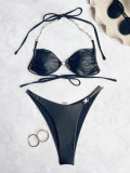 Backless Tie Up Halter Bikinis Two Piece Swimsuit CASF-6727