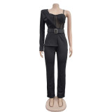 Solid Color Long Sleeve Jumpsuit Suit BY-7010