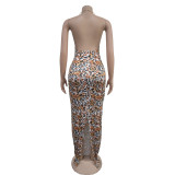 Leopard Print Sleeveless Backless Maxi Dress BY-6982