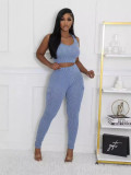 Solid Color Sport Vest And Pants 2 Piece Set GYZY-8919