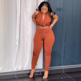 Solid Color Backless Halter Two Piece Pants Set NY-10863