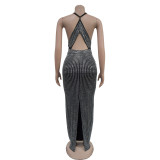 V Neck Hot Drill Sleeveless Maxi Dress BY-6963