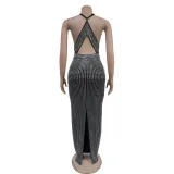 V Neck Hot Drill Sleeveless Maxi Dress BY-6963