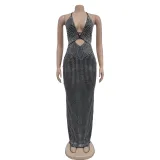 V Neck Hot Drill Sleeveless Maxi Dress BY-6963