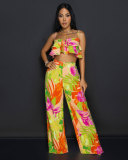Print Sling Vest And Wide Leg Pants 2 Piece Set NY-10862