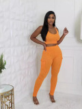 Solid Color Sport Vest And Pants 2 Piece Set GYZY-8919