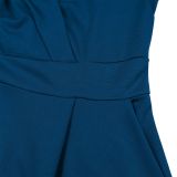 Solid Color 3/4 Sleeve Lapel Midi Dress GMLF-3290