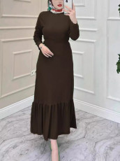 Plus Size Solid Color Long Sleeve Maxi Dress GAWE-6320