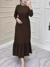 Plus Size Solid Color Long Sleeve Maxi Dress GAWE-6320
