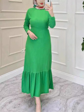 Plus Size Solid Color Long Sleeve Maxi Dress GAWE-6320