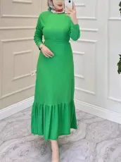 Plus Size Solid Color Long Sleeve Maxi Dress GAWE-6320