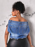 One Shoulder Denim T Shirt Top LX-6020
