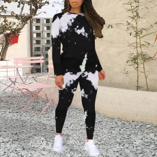 Tie Dye Print Long Sleeve Two Piece Pants Set YMT-6458