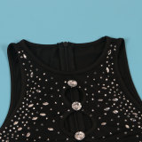 Hollow Out Hot Drill Sleeveless Mini Dress NY-3239