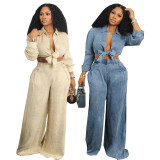 Long Sleeve Cardigan Shirt And Pants Loose 2 Piece Set SFY-506