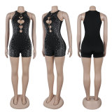 Hollow Out Hot Drill Sleeveless Mini Dress NY-3239