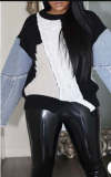 Loose Color Block Patchwork Jeans Sleeve Sweater OD-8703