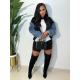 Loose Color Block Patchwork Jeans Sleeve Sweater OD-8703