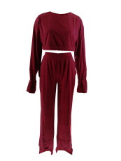 Solid Color Long Sleeve Casual Two Pants Set SFY-847