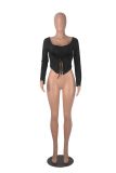 Wooden Ear Flared Sleeves Sexy Strapless Top GXYF-0405