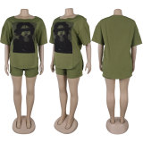 Casual Print Loose Two Piece Shorts Set NY-10866