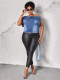 One Shoulder Denim T Shirt Top LX-6020