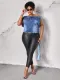 One Shoulder Denim T Shirt Top LX-6020