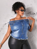 One Shoulder Denim T Shirt Top LX-6020