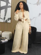 Long Sleeve Cardigan Shirt And Pants Loose 2 Piece Set SFY-506