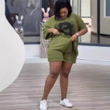 Casual Print Loose Two Piece Shorts Set NY-10866