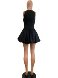 Hollow Out Sleeveless Bubble Mini Dress QODY-6046