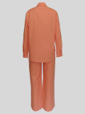Loose Solid Color Shirt Two Piece Pants Set MIL-034