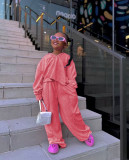 Kids Girl Solid Long Sleeve Straight Pants Two Piece Set GYAY-8106