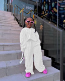 Kids Girl Solid Long Sleeve Straight Pants Two Piece Set GYAY-8106